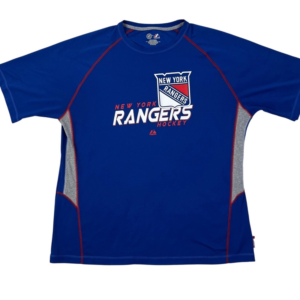 Majestic New York Rangers Hockey T-Shirt Blue NHL Graphic Tee Men's 2XL‎